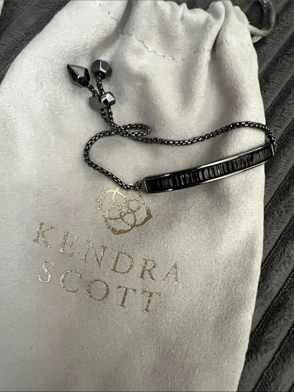 Kendra Scott Black Hematite Adjustable Slider Bracelet